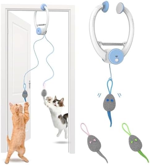 KWV Interactive Cat Toys for Indoor Cats - Automatic Flying Bird Feather Wand Chase Exercise Enrichment Stimulation, Rechargeable Durable Safe Kitten & Adult Cat Electric Hanging Toy for Bored Cats