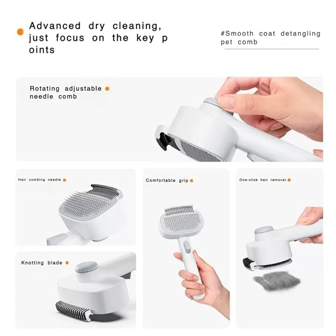 2-In-1 Pet Grooming Kit;Dog Brush For Shedding,Cat Brush For Long Haired Cats- Self-Cleaning Shedding & Detangling Brush,Dual-Direction Design - Professional For Long/Short Haired & Indoor Cats