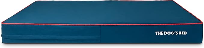 The Dog’s Bed Orthopedic Cooling Memory Foam Dog Bed, XXL Blue & Red Trim, Pain Relief for Arthritis, Hip & Elbow Dysplasia, Post Surgery, Lameness, Supportive, Washable Cover, Veterinary Approved