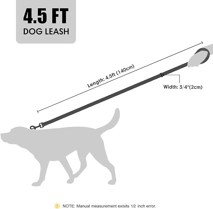 Didog PU Leather Dog Leash for Small Dogs 4.5ft, Soft Padded Handle Dog Leashes for Medium Size, Walking and Training Leashes Faux Leather for Large Pet,Brown