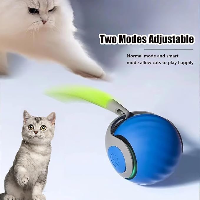 Christmas Stocking Stuffer Speedy 2.0 Tail 2 Packs Interactive Cat Toys for Indoor Cats, Automatic Cat Toy with Tail, Electric Rolling Ball on Carpet,Cat Toys for Bored Indoor Adult Cats