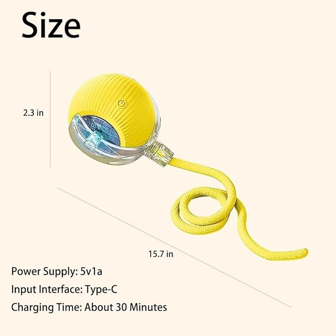 Ultra Cat Ball, Automatic Rolling Pet Ball with Obstacle Avoidance 3 Play Modes Quiet Durable Chew Resistant Material USB Rechargeable Long Battery Life for Cats and Dogs (Red)