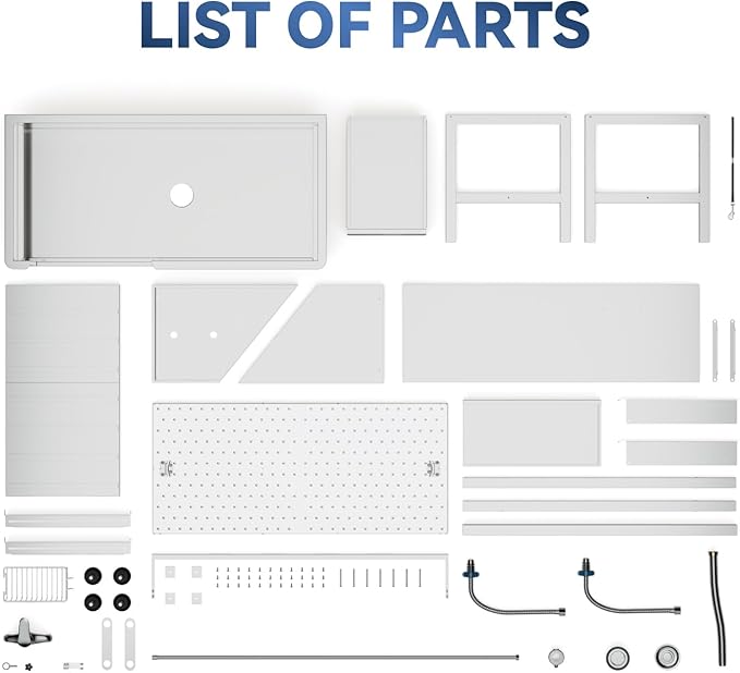 Dog Washing Station for Home, Professional 46" Stainless Steel Dog Bathing Station, Height Adjustable Dog Grooming Tub w/Stair, Storage Drawer, Upgrade Parts(Right ramp)