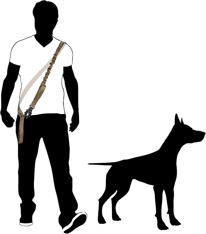 ICEFANG Tactical Dog Leash,K9 Training Walking Bungee Lead with 2 Control Handle,Heavy Duty Quick Release Metal Clasp,Hands Free D-Ring for Medium Large Dogs (4ft,Reflective Brown)