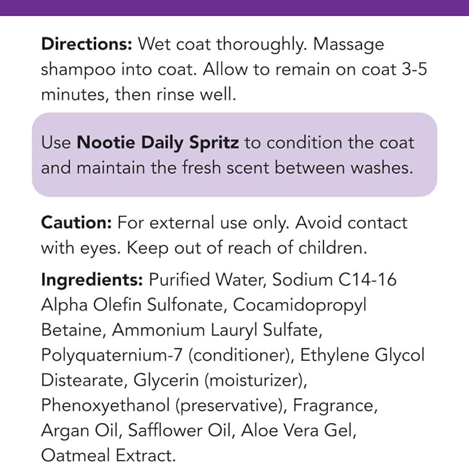 Nootie - Pet Shampoo for Sensitive Skin - Revitalizes Dry Skin & Coat - Natural Ingredients - Soap, Paraben & Sulfate Free - Cleans & Conditions