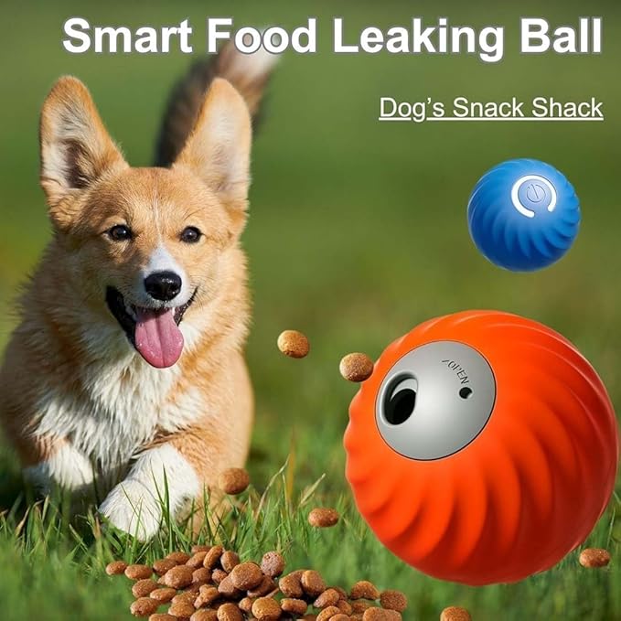 Zoomie Buddy 2.0 Interactive Dog Toys, 2 in 1 Interactive Dog Balls & Pet Feeder, Dog Track Food Leaking Ball, New TPU Rolling Ball for Dogs with Fruit Plush Cover (Orange)