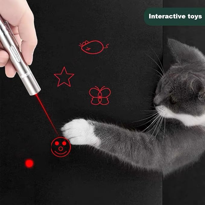 IVVTRYI Laser Pointer 2 Cat Toys for Indoor, Rechargeable, 7 Adjustable Wand Red Light Pet Interactive Cat Mouse Toys to Keep Busyfor Kitten Dog Chase Play
