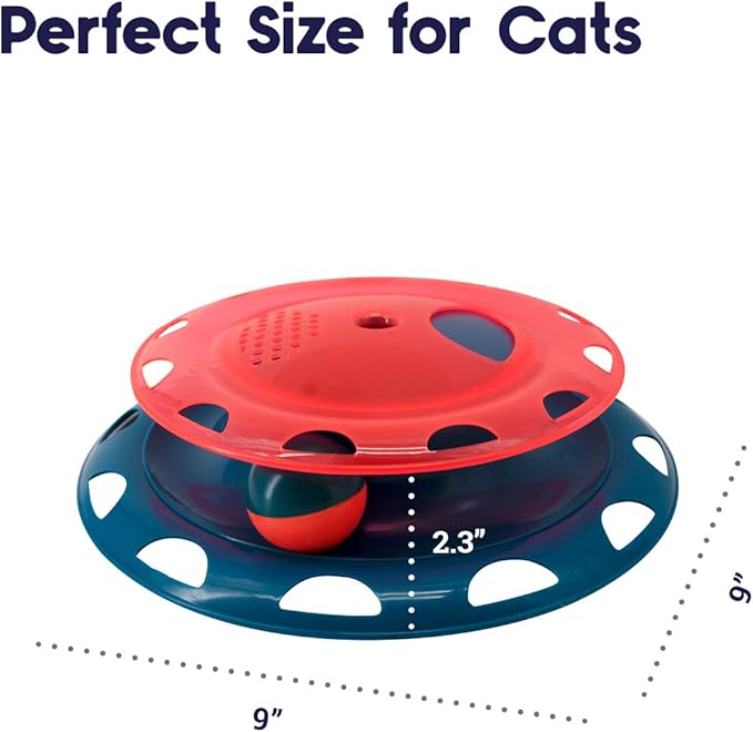 Catstages Catnip Chase Interactive Ball Track Cat Toy, Red and Blue