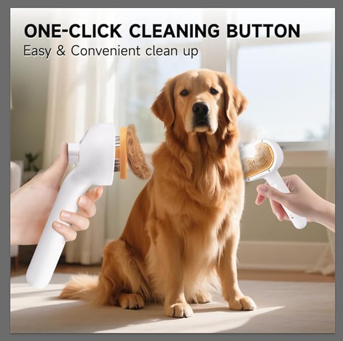 Pet Steam Brush for Dog & Cat – 3-in-1 Spray Hair Removal Comb for Shedding & Grooming, Softens Fur & Reduces Static – Water Brush for Long & Short Coats, Bath-Hating Pets