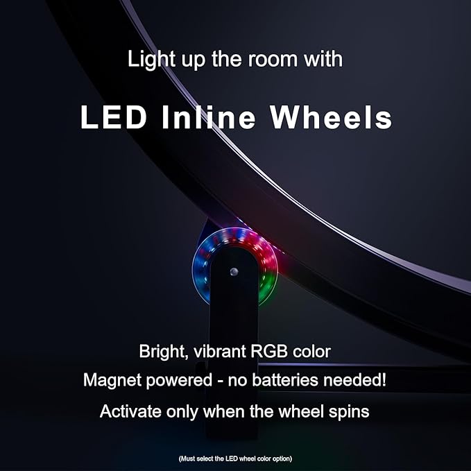 One Fast Cat - Cat Exercise Wheel - Gen. 7 - Safe 48" Diameter - Made in The USA - Black Wheel with Jungle Leaves Foam Traction Pads and Light-Up LED Inline Wheels