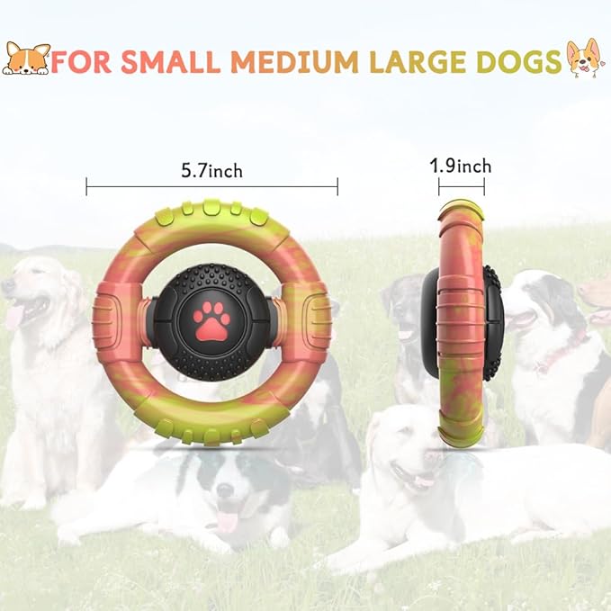 Dog Toys for Aggressive Chewers Large Medium Breed, Indestructible Squeaky Dog Chew Toys, Tough Nylon Rubber Interactive Dog Toys to Keep Them Busy
