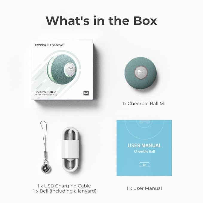 Cheerble Interactive Cat Ball Toy, Automatic Moving Ball Puzzle Toy for Indoor Cat Kitten, Smart Anti-Depression Pet Toy Fun Gift with Light (Green)