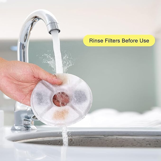 12 Pcs Cat Water Fountain Filters Compatible 2.2L Pet Fountains, Replacement Filter Kit with Sponges & Brushes, Triple Filtration for Fresh Clean Water