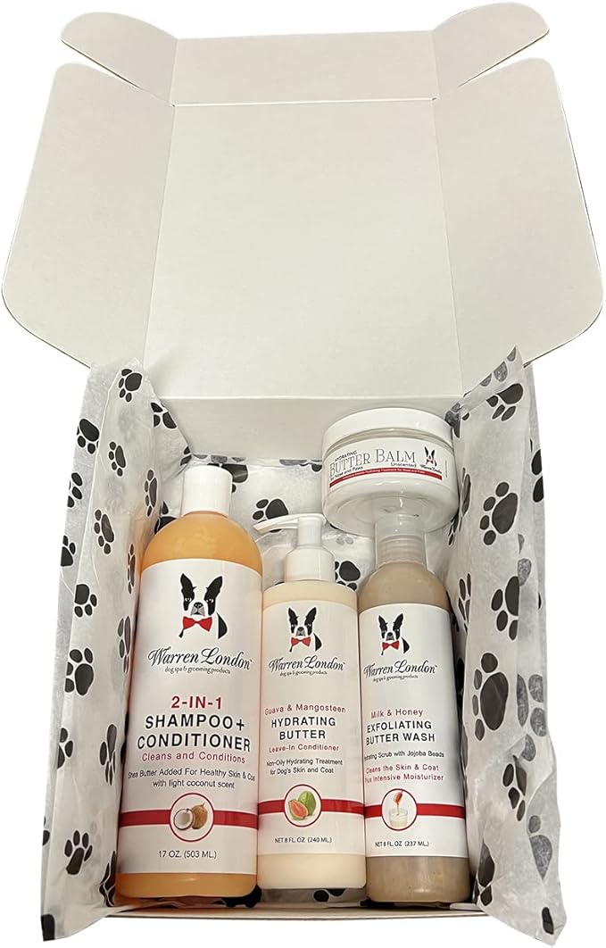 Warren London Dog Products Gift Boxes | Pet Presents Containing Multiple Luxury Spa Products | Birthday Box for Dog | New Puppy Present Gift Idea | Butter Box