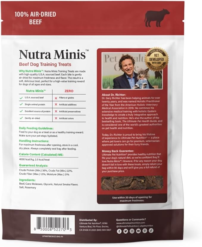 ULTIMATE PET NUTRITION Nutra Minis Dog Air-Dried Training Treats (5 oz) (Beef)
