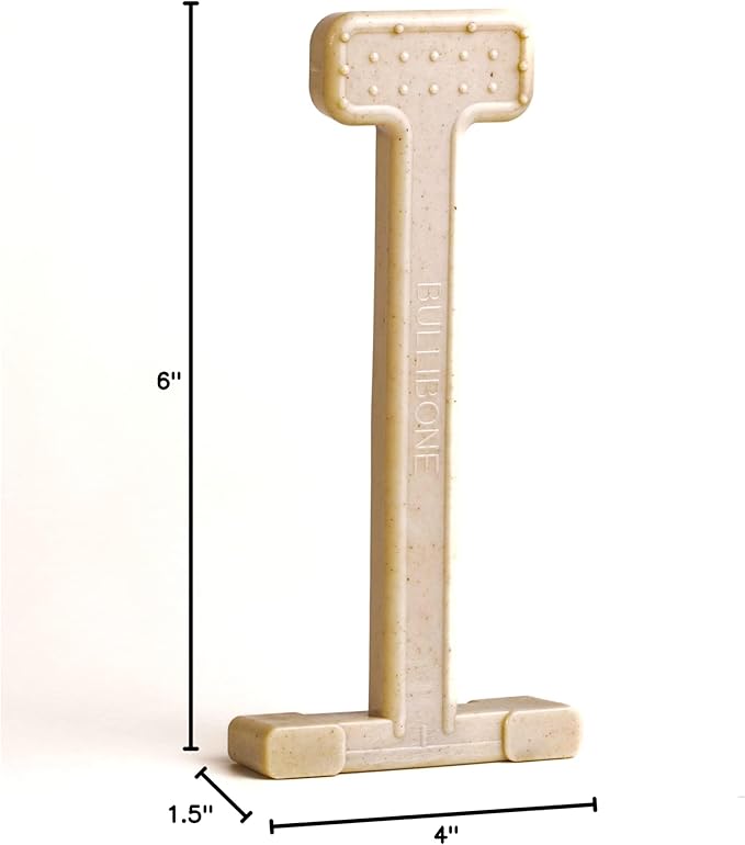 Bullibone Nylon Dog Chew Toy for Aggressive Chewers - Dental Hygiene Bone with Peanut Butter Flavor, Durable Tough Chew Toys for Large Dogs, Indestructible Dog Bone - Single