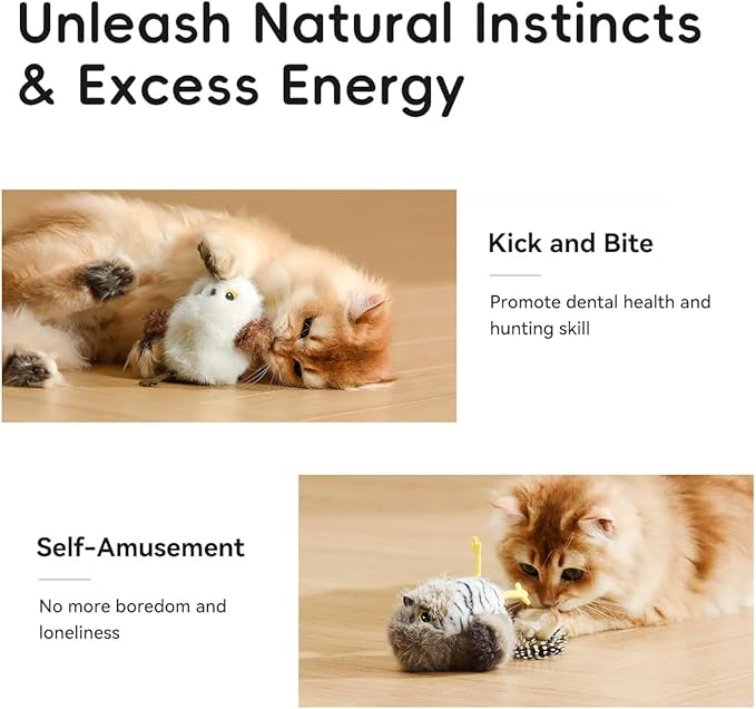 Petgravity Flapping Bird Cat Toy, Lifelike Chirp Tweet Kitten Toy, Rechargeable Touch Activated Cat Toy Interactive Catnip Toy Exercise Toy for All Breeds 5.1" (White)