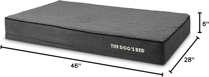The Dog’s Bed Orthopedic Memory Foam Dog Bed, XL Grey Plush, Pain Relief for Arthritis, Hip & Elbow Dysplasia Post Surgery, Lameness, Supportive Calming, Waterproof Washable Cover, Veterinary Approved