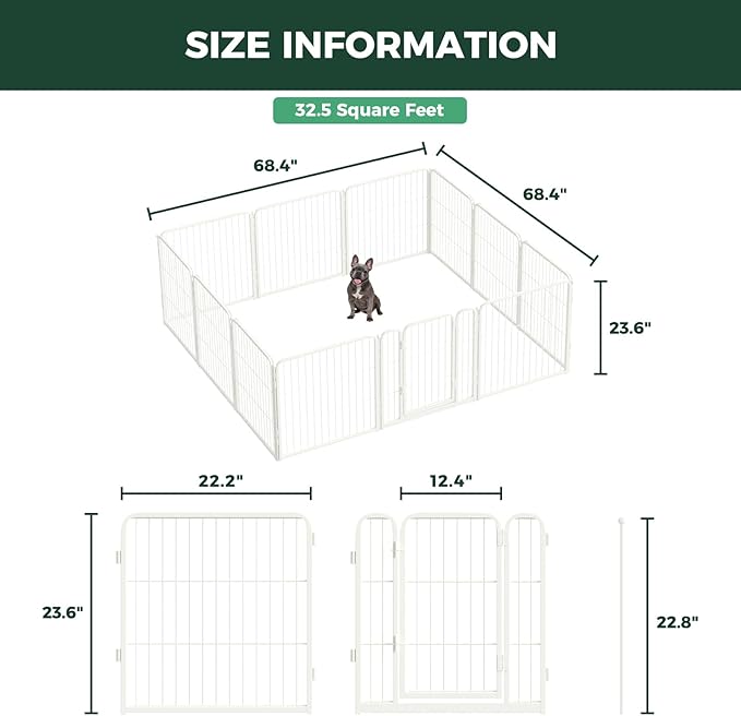 FXW Homeplus Unleashed Indoor Dog Playpen - Stress-Free and Safe Play, Heavy Duty 24 Inch 12 Panels Dog Pen for Puppy and Small Dogs, White│Patented