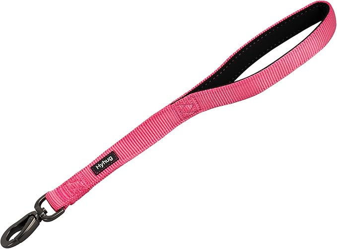 Hyhug Pets Premium Durable Nylon Short Leash with Comfort Padded Neoprene Lined Handle for Medium Large Giant Dogs Daily Walking and Professional Training Lead. (18 Inches, Candy Pink)