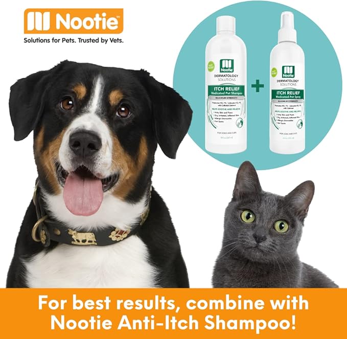 Nootie Itch Relief Shampoo for Dogs and Cats, Relieves Itchy Skin Medicated Pet Shampoo, Sold in Over 10,000 Vet Clinics and Pet Stores Worldwide, 8 oz