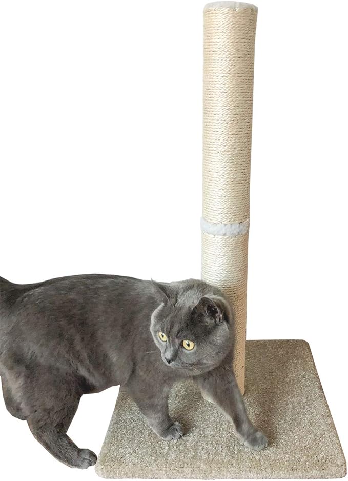 Cat Scratching Post Carpet, Tall Big Sisal Rope Cat Scratch Pole for Cats and Kittens, Stable Carpeted Heavy Base (Blue/Grey)