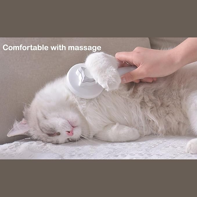 Versatile Pet Grooming Brush - Gently Removes Loose Undercoat, Suitable for Cats and Dogs, Ideal for Massage (Gray)