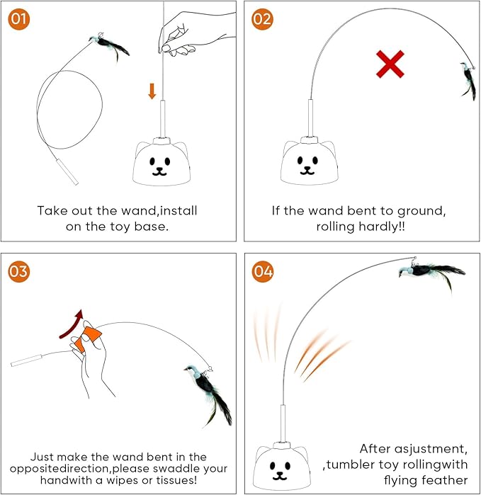 Interactive Cat Toys for Indoor Cats - Automatic Flying Bird Feather Toy, USB Rechargeable Electric Cat Teaser with Strong Suction Base, Smart Motion Activated Self-Play Enrichment Toy for Bored Cats