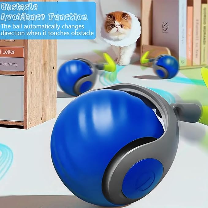 Interactive Cat Ball Toy 2.0 Cat Toy,Smart Interactive Cat Ball Toy for Indoor Cats with 3 Tails 2 Speeds,Obstacle Avoidance Smart Cat Toys for Keep Them Busy for Small/Medium/Large Cats