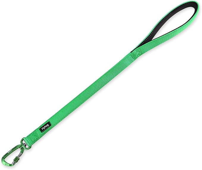 Hyhug Pets 24 Inches Heavy Duty Short Leash with Soft Handle and Lightweight Aviation Aluminium Clip Lead- for Large Medium Dogs Daily Necessities. (24 Inches, Lime Green)