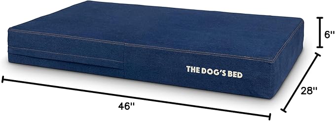 The Dog’s Bed Orthopedic Memory Foam Dog Bed, XL Blue Denim, Pain Relief for Arthritis, Hip & Elbow Dysplasia, Post Surgery, Lameness Supportive, Calming, Waterproof Washable Cover Veterinary Approved