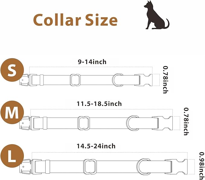 Silicone Dog Collar and Leash Set, Waterproof & Odor-Proof Puppy Collar for Small Dogs, Soft Flexible Leather-Look Dog Collars, Durable Thick Adjustable Pet Collar (Brown, Small (9-14" Neck))