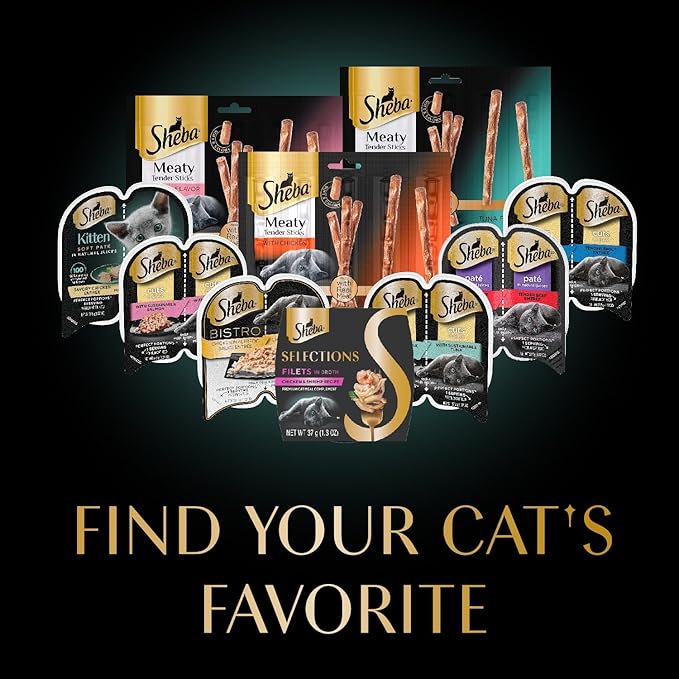 Sheba Selections Filets in Broth Adult Wet Cat Meal Complement Chicken, Chicken & Tuna, or Chicken & Shrimp Recipe, 1.3 oz. Cups, 24 Count