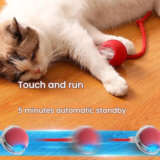 Interactive Cat Ball Toy, Motion Activated Rolling Ball with LED Light, Automatic Moving Pet Entertainment Equipment, Spherical Shape, 2x2x2 Inches