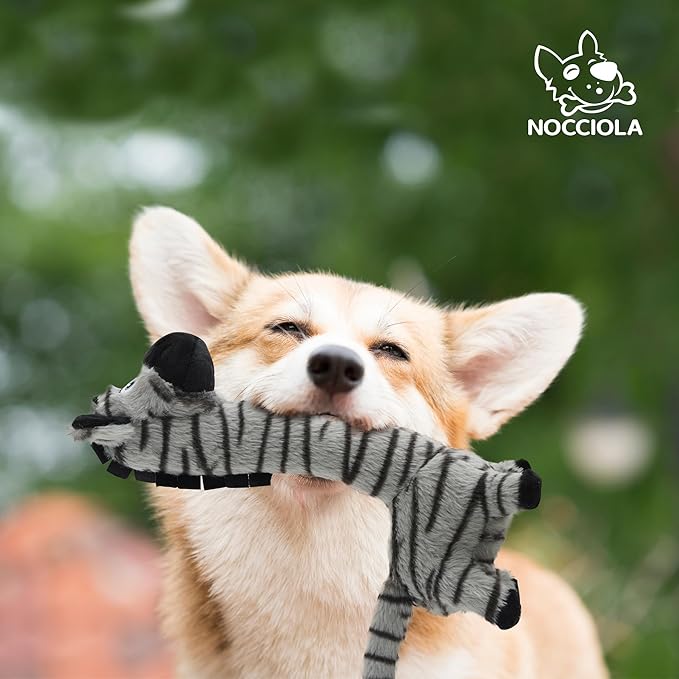 Nocciola Twistable Zebra Pup Dog Toy, Interactive Stuffed Plush Crinkle Puppy Supplies for Small Medium Breeds to Keep Them Busy