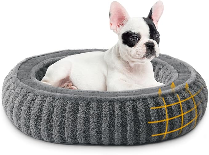 Dog Bed Medium Size Dogs, Washable Large Cat Beds for Indoor Cats with Anti-Slip Bottom, Supportive Soft Calming Sleeping Pet Bed for Puppy and Kitten, 25 inches, Grey