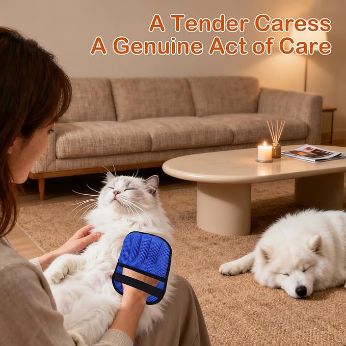 2Pcs Pet Hair Removal Gloves for Cats & Dogs: Upgraded Five-Finger Electrostatic Magic Brush | Reusable Pet Fur Remover Glove for Laundry, Couch, Carpet, Car Seats, Furniture & Clothing (Blue)