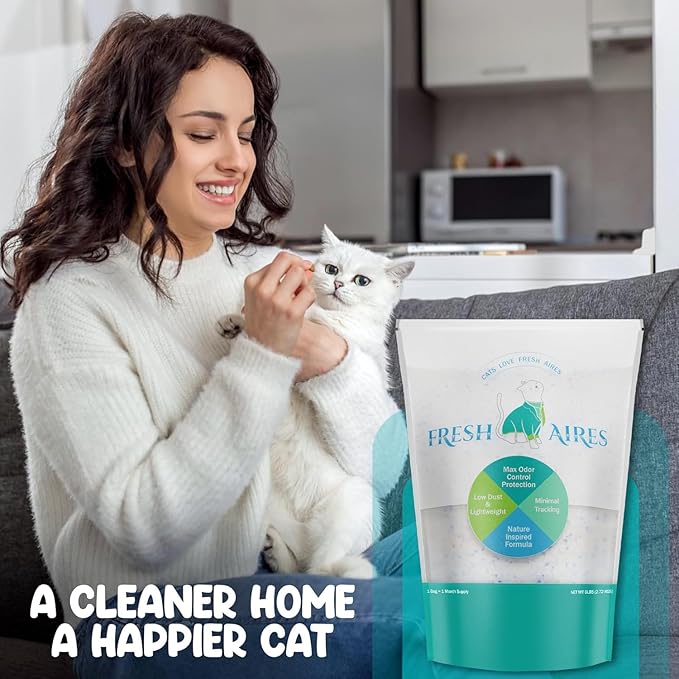 Silica Crystal Cat Litter | Unscented, Lightweight, Non-Clumping, Low Dust & Tracking, Long-Lasting Odor Control Cat Litter for Cats and Kittens | 6 Lb Bag of Crystal Litter