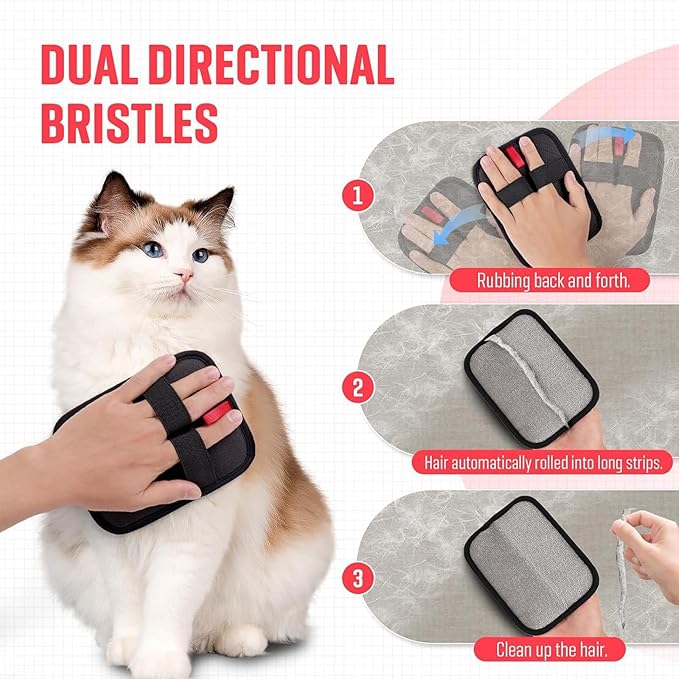 Pet Hair Removal Gloves Brush, Efficient Grooming Gloves for Pet Hair, Reusable Cat Dog Electrostatic Hair Remover Grooming Glove Tool, for Couch, Furniture, Carpet, Curtain (1pc)