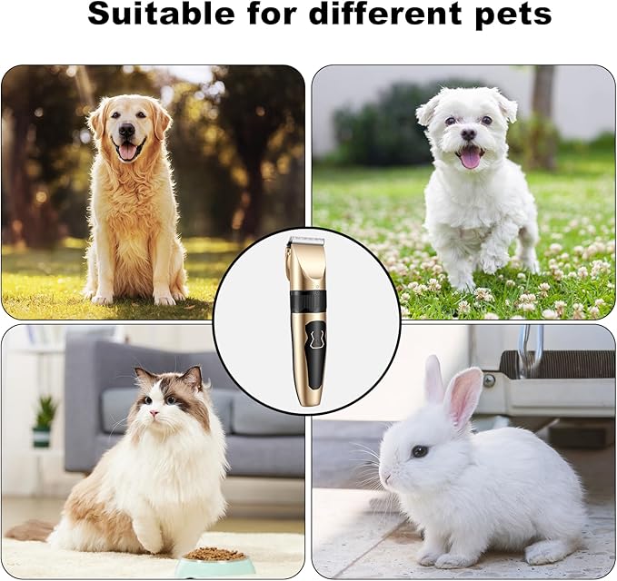 2 Pack Dog Grooming Clippers Low Noise Electric Quiet Adjustable Comb Rechargeable Cordless Suitable for Dogs Cats Pets