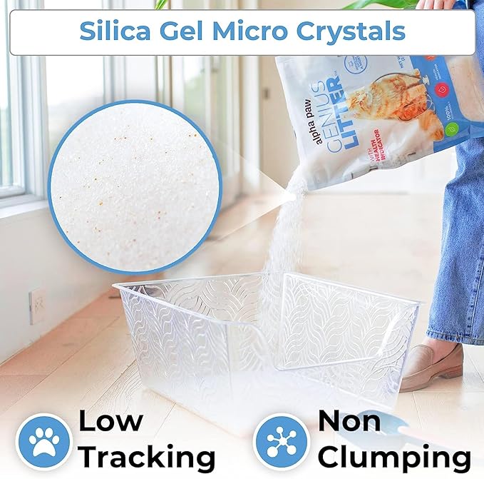 Genius Litter Health Indicating Cat Litter with Non-Clumping Lightweight Color Changing Silica Gel Crystals As Seen on Shark Tank, Non Clumping, Super Absorbent Odor Control (1 Bag (6lb))