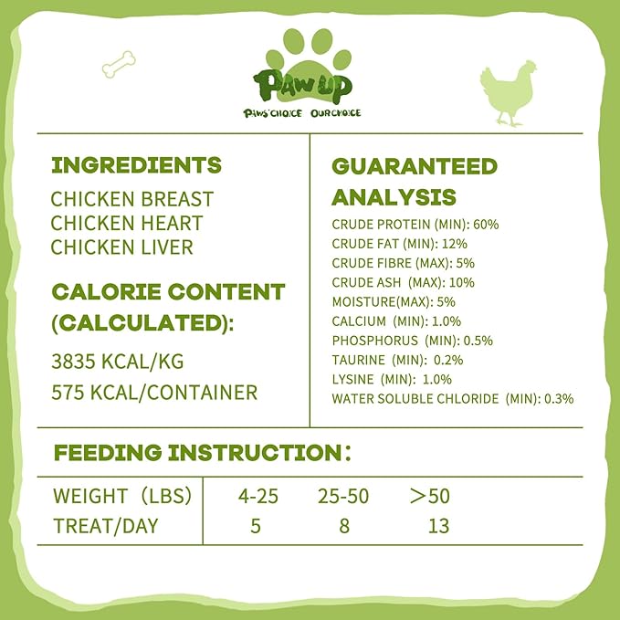 PAWUP Freeze Dried Dog Treats,Chicken Breast&Organs Recipe Raw Dog Food Topper, High Protein Freeze-Dried Food for Cats, Rawhide Free, Gluten&Grain Free, 5.3oz