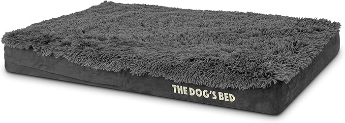 The Dog’s Bed Orthopedic Memory Foam Dog Bed, Large Grey Faux Fur, Pain Relief for Arthritis, Hip & Elbow Dysplasia, Post Surgery, Lameness, Supportive, Calming, Waterproof Cover, Veterinary Approved
