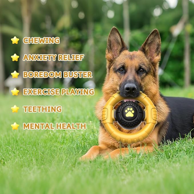Dog Toys for Aggressive Chewers Large Medium Breed, Indestructible Squeaky Dog Chew Toys, Tough Nylon Rubber Interactive Dog Toys to Keep Them Busy