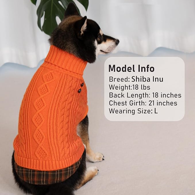 KYEESE Dog Sweater Stretchy Thick Pet Coat for Fall Winter Cold Weather Warm Turtleneck Medium Dogs Sweater Soft Pullover Dog Sweaters for Medium Dogs Girl