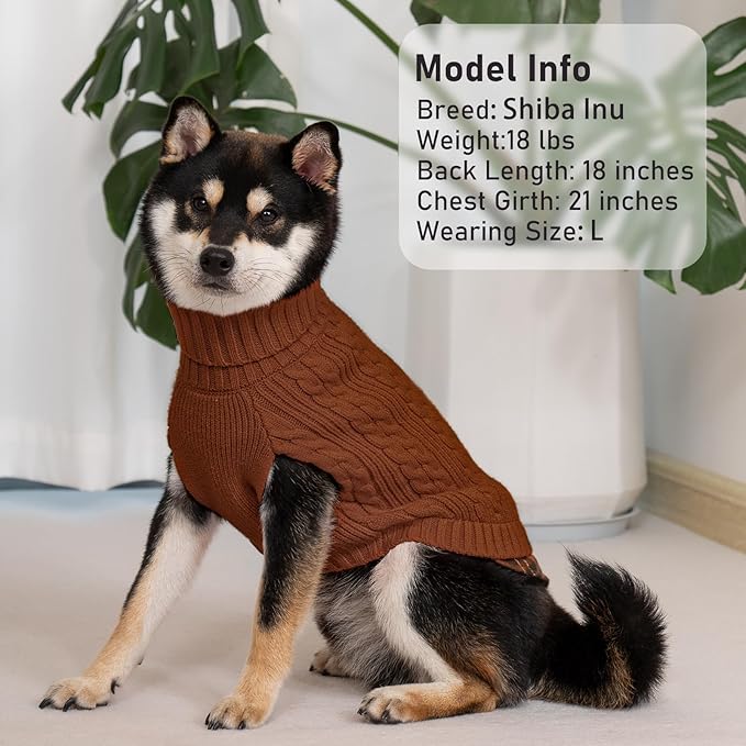 KYEESE Dog Sweater Comfy Pet Coat for Fall Winter Cold Weather Soft Pullover Dog Sweaters for Small Dogs Male Warm Turtleneck Small Dogs Sweater