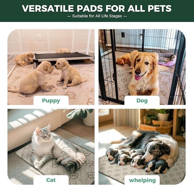 FXW Washable Pee Pads for Dogs, Puppy Pads with Super Absorbent, Specifically Designed for 42inch Cages, 27" x 41", 2 Packs