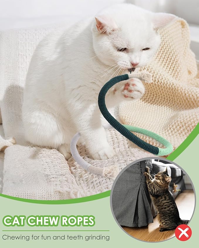 TINDTOP Cat Chew Toys, 12 Pack Silvervine Chew Sticks with 2 Pack Chew Ropes for Kittens Teeth Cleaning, Increase Appetite, Aggressive Chewers Cat Dental Toy