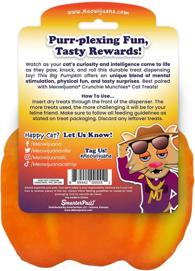 Meowijuana Knock N' Nibble Pumpkin & ChickenTreat Bundle | Crunchie Munchie Catnip Treats | Refillable Treat Dispensing Toy | Interactive Puzzle Toy for Felines