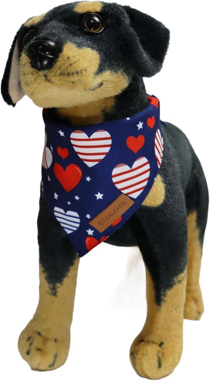 Realeaf 4th of July Dog Bandanas 2 Pack, Reversible American Flag Pet Scarf for Boy and Girl, Premium Durable Fabric, Patriotic Bandana for Medium and Large Dogs (Large)
